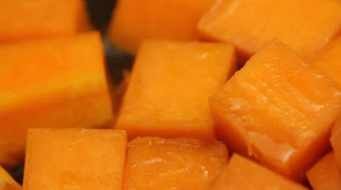 Pumpkin pan frying close up;  Stock Footage 35921127