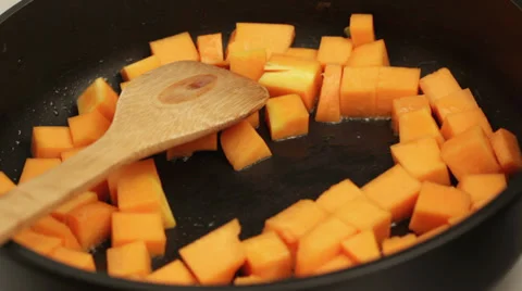 Pumpkin pan frying Stock Footage 35920931
