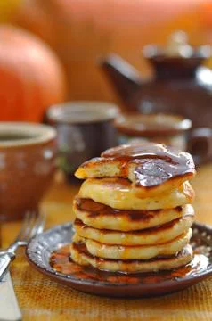 Pumpkin Pancakes Stock-Fotos