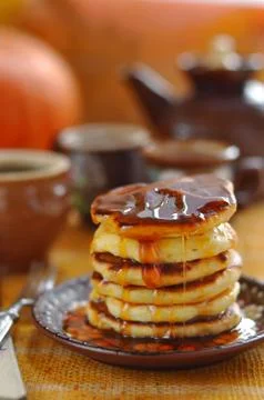 Pumpkin Pancakes Stock Photos
