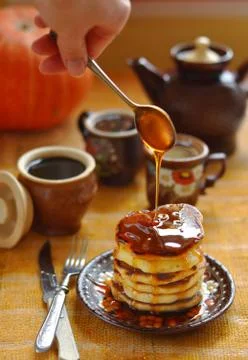 Pumpkin Pancakes Stock Photos