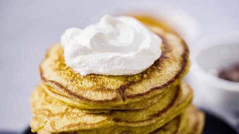 Pumpkin pancakes Stock Photos