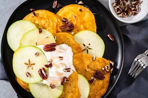 Pumpkin pancakes Stock Photos