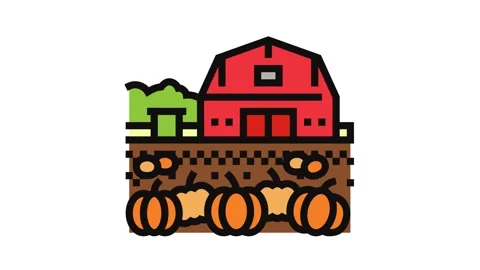 Pumpkin patch autumn color icon animation 스톡 동영상 326110636