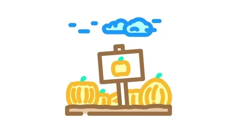 Pumpkin patch autumn color icon animation 스톡 동영상 327262733