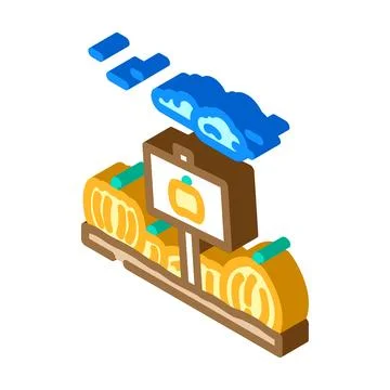 Pumpkin patch autumn isometric icon vector illustration 스톡 일러스트