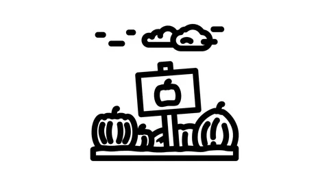 Pumpkin patch autumn line icon animation 스톡 동영상 326754956