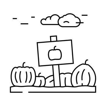 Pumpkin patch autumn line icon vector illustration 스톡 일러스트