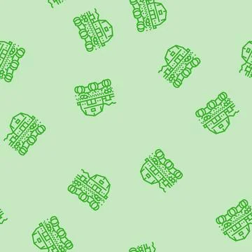 Pumpkin patch autumn line seamless pattern Stock Illustration