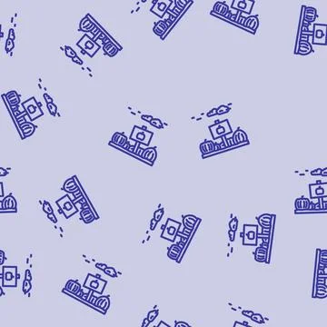 Pumpkin patch autumn line vector seamless pattern Stock Illustration