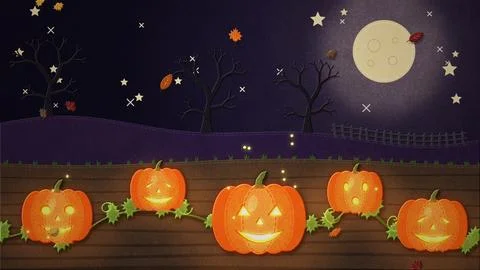 Pumpkin Patch Halloween Stop Motion Background Image Stock Illustration