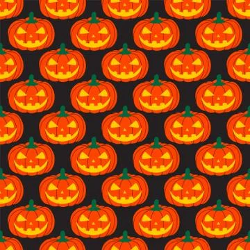 Pumpkin pattern on a black background Stock Illustration