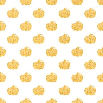 Pumpkin pattern in doodle style. Thanksgiving day. Halloween. Vector. Stock Illustration