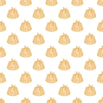 Pumpkin pattern in doodle style.Vector.Halloween.Decorative vegetables. Stock Illustration