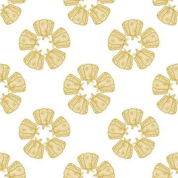 Pumpkin pattern in doodle style.Vector.Halloween.Decorative vegetables. Stock Illustration