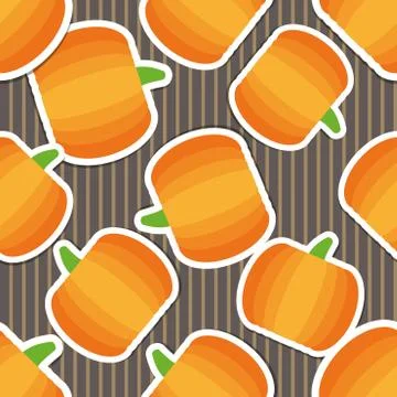 Pumpkin pattern. seamless texture with ripe pumpkins Stock Illustration
