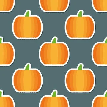 Pumpkin pattern. seamless texture with ripe pumpkins Stock Illustration