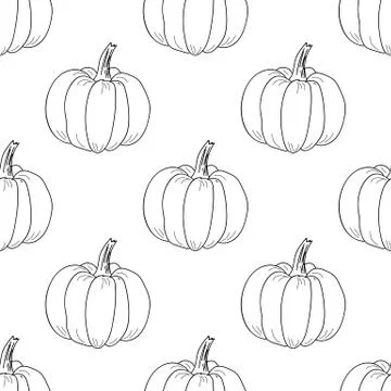 Pumpkin pattern. Vector contour graphic on white background Stock-Illustration