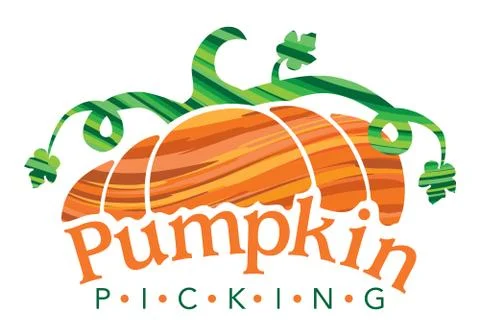 Pumpkin picking logo Stock Illustration