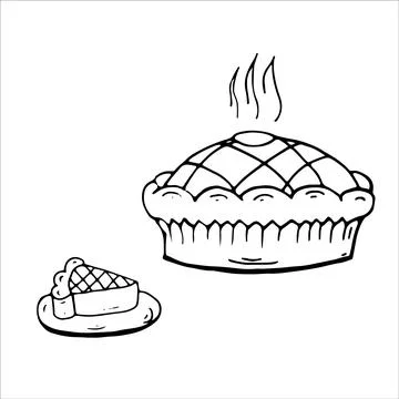 Pumpkin Pie Coloring page. Vector Illustration. Stock Illustration