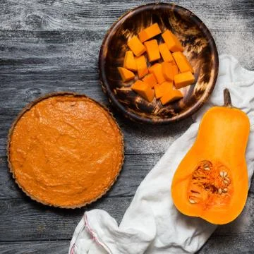 Pumpkin pie, cooking in fall Stock-Fotos