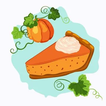 Pumpkin pie with cream and rape pumpkin Stock Illustration