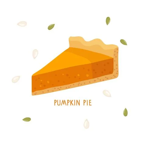 Pumpkin pie. Cut off pie piece isolated on white background. Healthy Vegetable Stock Illustration