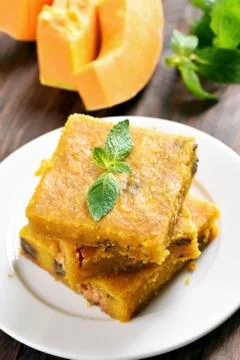 Pumpkin pie with nuts Stock Photos