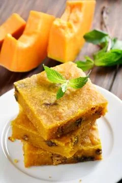 Pumpkin pie with nuts 写真素材