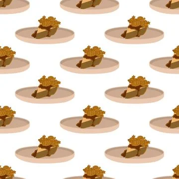 Pumpkin pie on the plate seamless pattern イラスト素材
