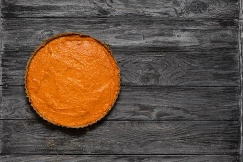 Pumpkin pie on rustic gray background Stock Photos