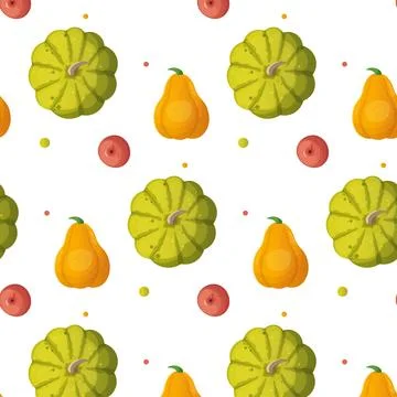 Pumpkin pie seamless pattern in cartoon style Stock Illustration