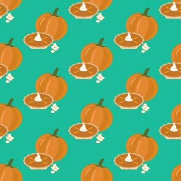 Pumpkin pie seamless pattern イラスト素材