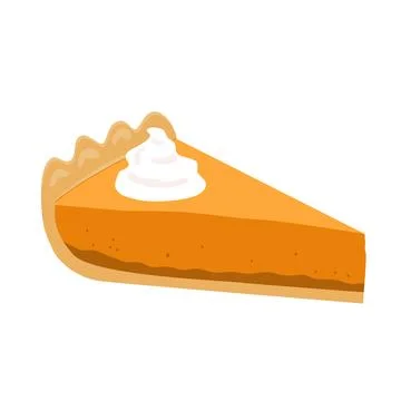 Pumpkin Pie Slice with Cream. Fall and Autumn Dessert symbol. National Pump.. Stock Illustration