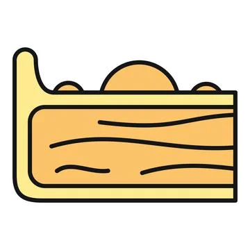 Pumpkin pie slice with cream line art Stock Illustration