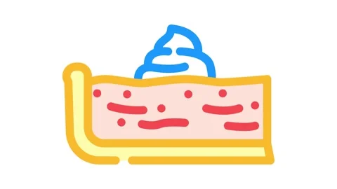 Pumpkin pie slice food snack color icon animation Stock Footage 327269559