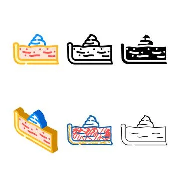 Pumpkin pie slice food snack simplified color icon vector Stock Illustration