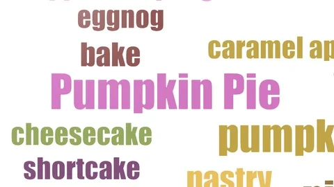 Pumpkin Pie Tag Cloud Animated On White Background Video stock 103098823