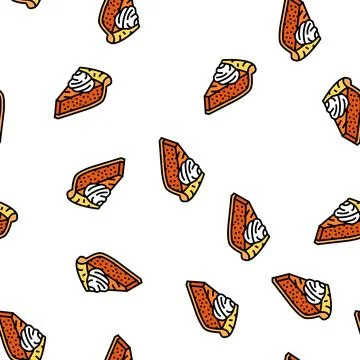 Pumpkin pie vector seamless pattern Stock Illustration