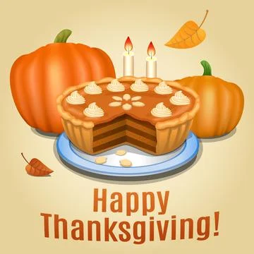 Pumpkin pie with white creme and orange pumpkin, pumpkin pie for Thanksgiving Stock Illustration