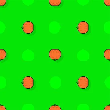 Pumpkin pixel art pattern seamless. pixelated Vegetable background. 8 bit vec Illustrazione stock
