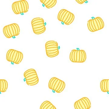 Pumpkin plant vector seamless pattern Stock Illustration