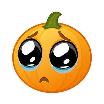 Pumpkin with pleading eyes face Large size of Halloween emoji Ilustración de archivo