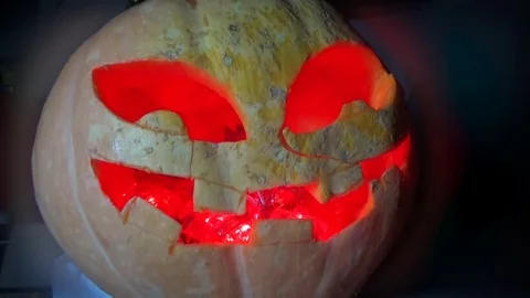 Pumpkin is plunged into darkness Video stock 84230185