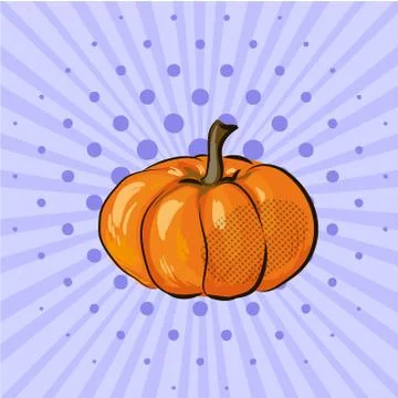 Pumpkin pop art comic retro vector illustration Stock Illustration