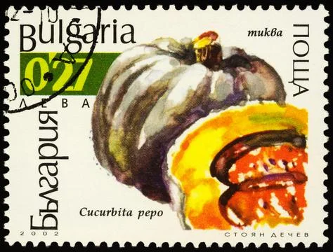 Pumpkin on postage stamp Stock Photos