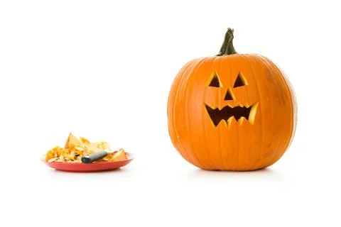 Pumpkin: in the process of being carved Stock Photos
