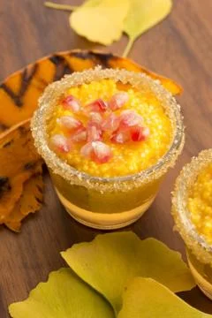 Pumpkin pudding with tapioca pearls Stock Photos