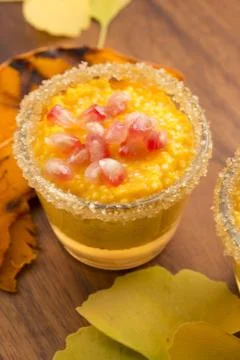 Pumpkin pudding with tapioca pearls Stock Photos