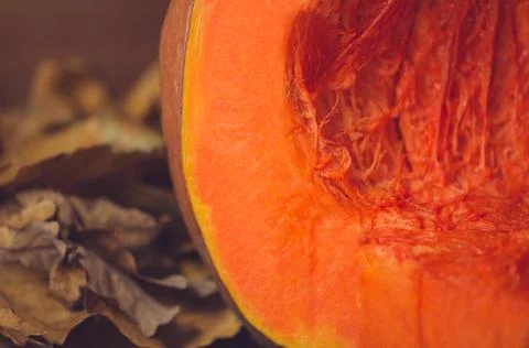 Pumpkin pulp after carving 스톡 사진